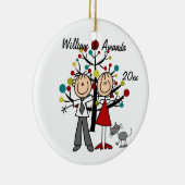 Afgekleed paar en gepersonaliseerd papier keramisch ornament (Rechts)