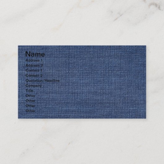 Afgekondigde textuur van blauwe jans visitekaartje (Voorkant)