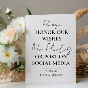 Afgekoppelde Ceremonie Bruiloft GEEN Foto & Social Reclamebord Met Voetstuk