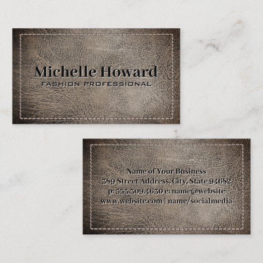 Afgeleefd leder | Steken Visitekaartje (Voorkant / Achterkant)