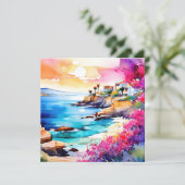 "Afgelegen strand" Feestdagenkaart (Staand voorkant)