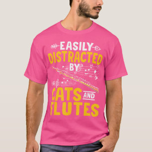 Afgeleid door katten en fluiten expert muzikant fl t-shirt