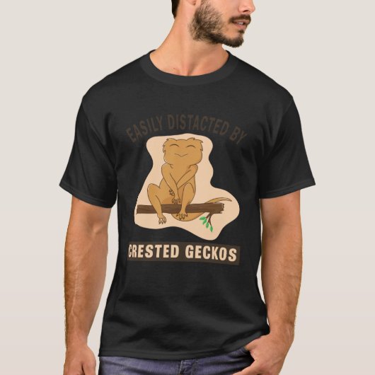 Afgeleid door Leuke Gekko Reptielen Crested Gecko T-shirt (Voorkant)