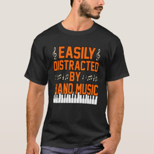 Afgeleid Door Piano Muziekspeler Leraar Muzikant T-shirt