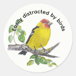 Afgeleid door vogels Citaat Aquarel Dieren Kunst Ronde Sticker