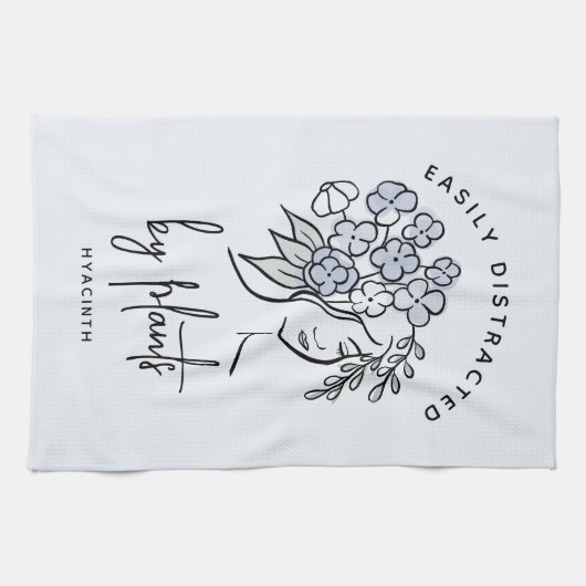 Afgeleide tuinman Boho Blue Floral Schattige Plant Theedoek (Horizontaal)