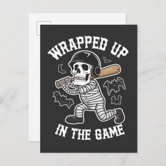 Afgerond in het spel honkbal Halloween Uitnodiging Briefkaart (Voorkant / Achterkant)