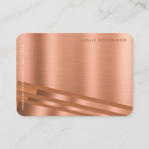 AFGERONDE HOEKEN DIKKE KAART KOPER METALLIC LOOK VISITEKAARTJE