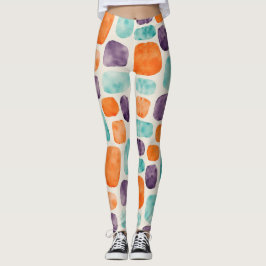 Afgeronde vierkanten, ovalen Abstract Blobs Patter Leggings