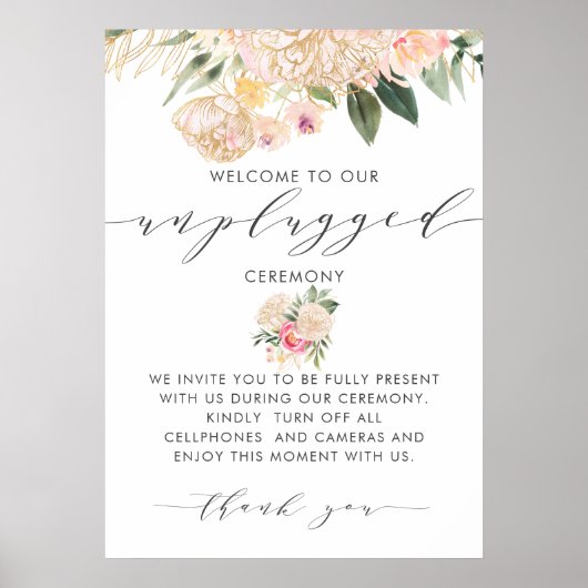 Afgeschermde Flowers Calligraphy Unplugged Ceremon Poster (Voorkant)