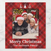 Afgespeeld en geprint Gepersonaliseerde kerstfoto Wijn Etiket (Enkel label)