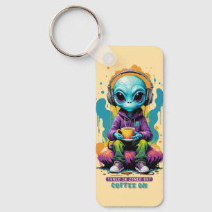 Afgestemd op Zoned Out Coffee On Schattigee buit Sleutelhanger