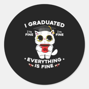 Afgestudeerd afstudeerklas 2024 grappige zwarte ka ronde sticker