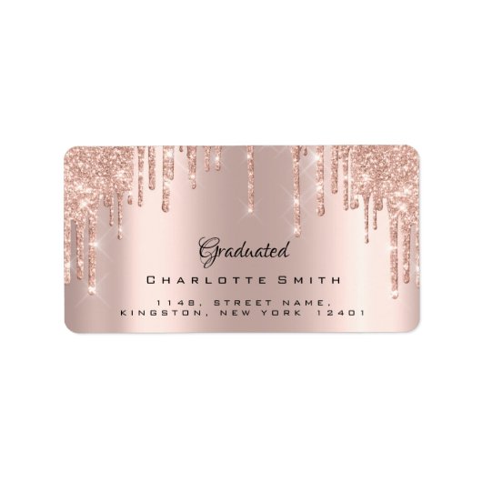 Afgestudeerd Bridal Roos Blush Sparkly Glitter RSV Etiket (Voorkant)