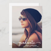 Afgestudeerd-feestje Witte Script Foto Kaart (Voorkant / Achterkant)