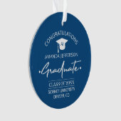 Afgestudeerd | Klas jaar en school elegant blauw Ornament (voorkant)