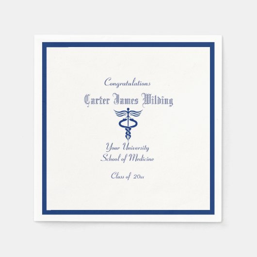 Afgestudeerd, Medische Faculteit, Caduceus, Marine Servet (Voorkant)