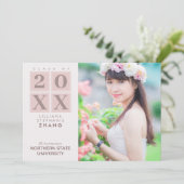 Afgestudeerd | Modern vierkant Roze Blush Foto Kaart (Staand voorkant)