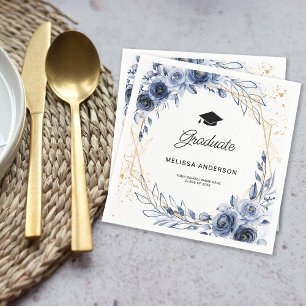 Afgestudeerd Navy Blauwe Bloemen Servet