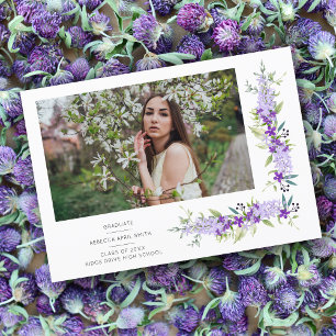 Afgestudeerd Romantisch Paarse Tinten Bloemen Foto Kaart