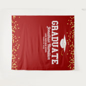 Afgestudeerd Rood Goud Afstudeerfeest Achtergrond Wandkleed (Voorkant (horizontaal))