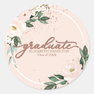 Afgestudeerd Roze Blush Bloemendesign Afstudeerfee Ronde Sticker