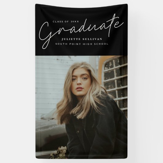 Afgestudeerd script afstudeerfeest foto spandoek (Verticaal)