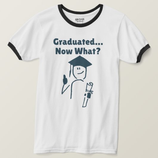 Afgestudeerd... Wat nu? Grappig Afstuderen T-shirt (Design voorkant)