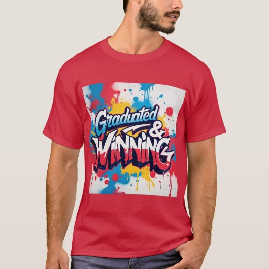 ‘Afgestudeerd & winnend’ Mannen Tshirt (Voorkant)