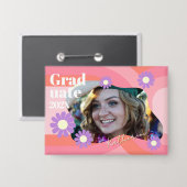 Afgestudeerde Daisy-foto Button (Voorkant / Achterkant)