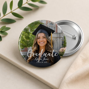 Afgestudeerde Foto Naam Jaar Afstuderen Ouder Ronde Button 5,7 Cm
