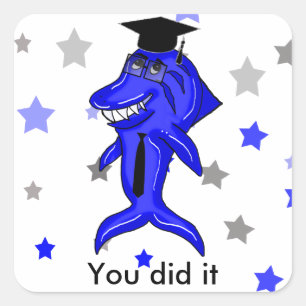 afgestudeerde haai vierkante sticker