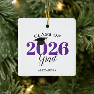 Afgestudeerde klas van 2026 Modern Paars Keramisch Ornament