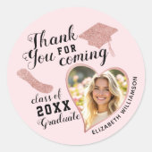Afgestudeerden Foto Blush Roze Afstuderen Bedankt Ronde Sticker (Voorkant)