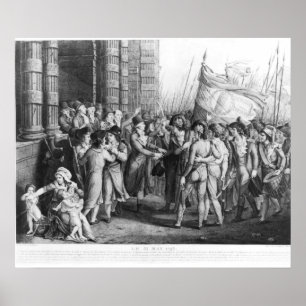 Afgevaardigden van het nationale verdrag die de as poster