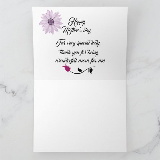 Afgevouwen Moederdag kaart met florale oplossing (Binnen)