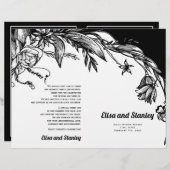 Afgevouwen programma voor zwarte en witte bloemen (Voorkant / Achterkant)