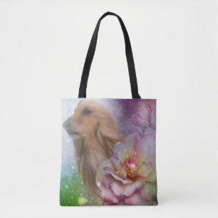 Afghaanse hond Fantasy Flowers Dog Art Draagtas