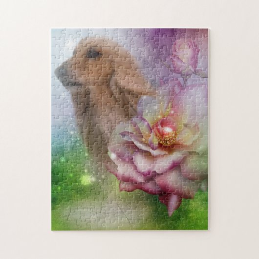 Afghaanse hond Fantasy Flowers Dog Art Legpuzzel (Verticaal)