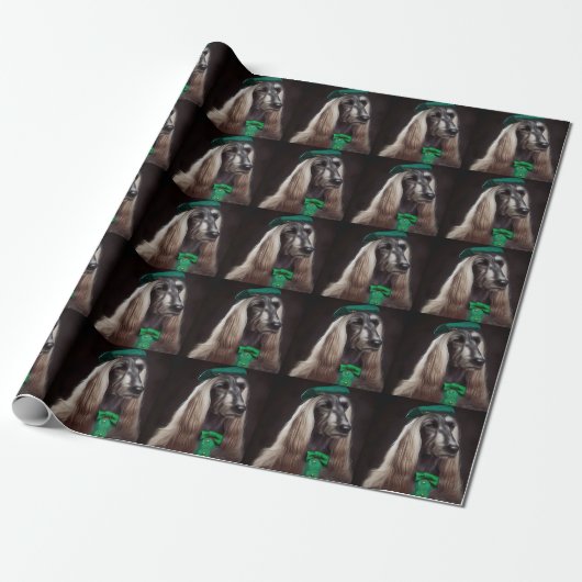 afghaanse hond in St. Patrick's Day Dress Cadeaupapier (Uitgerold)