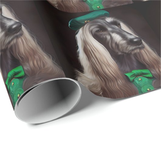 afghaanse hond in St. Patrick's Day Dress Cadeaupapier (Rol Hoek)