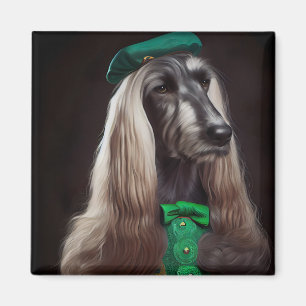 afghaanse hond in St. Patrick's Day Dress Magneet