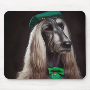 afghaanse hond in St. Patrick's Day Dress Muismat