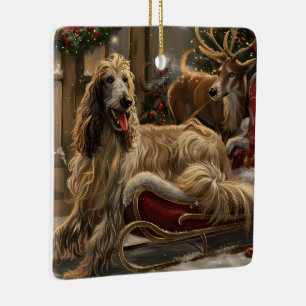 Afghaanse hond Kerstmis Feest Keramisch Ornament