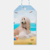 Afghaanse hond op strand cadeaulabel (Achterkant)