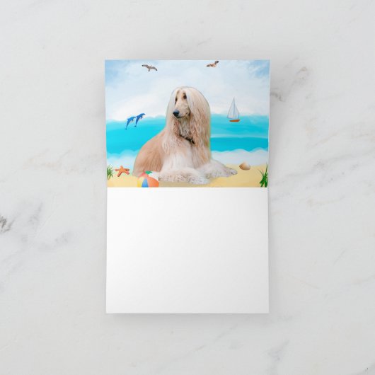 Afghaanse hond op strand kaart (Binnen)