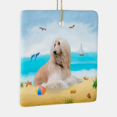 Afghaanse hond op strand keramisch ornament (Rechts)