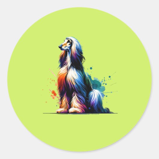 Afghaanse hond ronde sticker (Voorkant)
