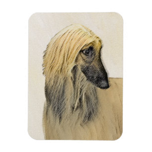 Afghaanse hond schilderen - Kute Original Dog Art Magneet