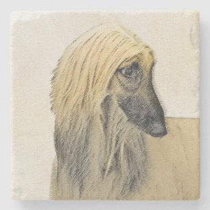 Afghaanse hond schilderen - Kute Original Dog Art Stenen Onderzetter